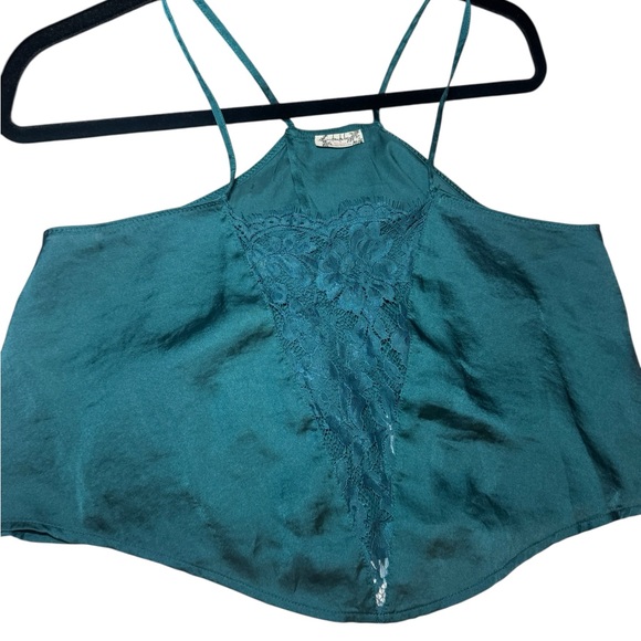 Free People Teal Lace Cami Top - Picture 3 of 8